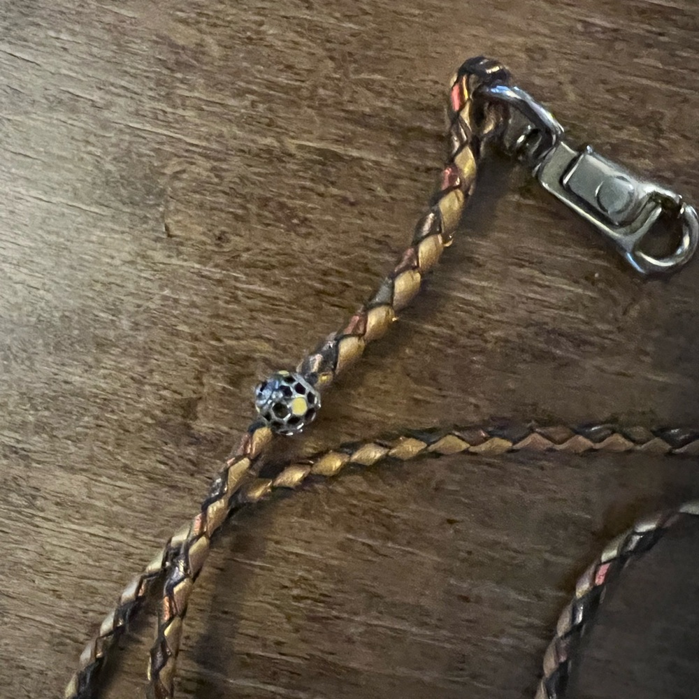 Gold Braided Kangaroo Leather Dog Show Lead - Picture 2 of 7